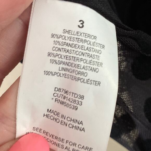 Xtraordinary Black Dress Polka Dot Short Puff Sleeve Sheer Skater Dress Size 3 - Picture 10 of 13